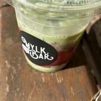 Iced strawberry matcha late  at Little Mylkbar in Parkville
