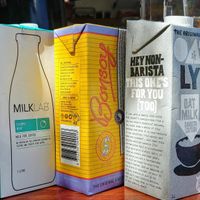 Plant milk range at Little Mylkbar in Parkville