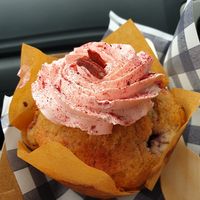 Raspberry muffin at Little Mylkbar in Parkville