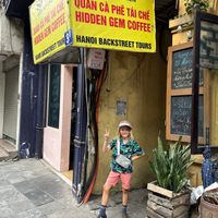 Street entry/sign at Hidden Gem Cafe in Hanoi