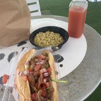 Po boy - 13.99 Mac n cheese - 6.95 lemonade- 9.00 at Soul Food Vegan in Houston