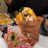 Vegan Shrimp PoBoy (gluten free bread)  at Soul Food Vegan in Houston