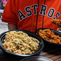 Well seasoned dirty rice & jambalaya at Soul Food Vegan in Houston
