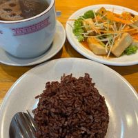 Thai style tofu, Lotus root soup, brown rice  at Leaf Corner 慈素 - Sembawang in North Singapore