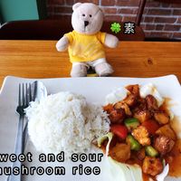 Sweet and sour mushroom rice  at Leaf Corner 慈素 - Sembawang in North Singapore