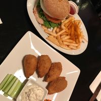 Chick-un burger & chicken drumsticks at Green Earth Vegan Cuisine in Toronto