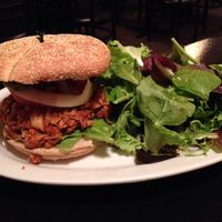 Jackfruit burger at Green Earth Vegan Cuisine in Toronto