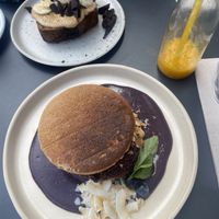 blueberry pancakes and the banana bread 👌  at Nola Kitchen in Porto