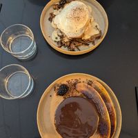 Pancakes with creme brullee banana at Nola Kitchen in Porto