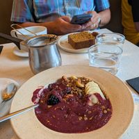 Acai bowl and carrot cake  at Nola Kitchen in Porto
