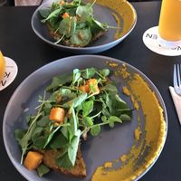 Toast with sundried tomato pesto and butternut pumpkin  at Nola Kitchen in Porto