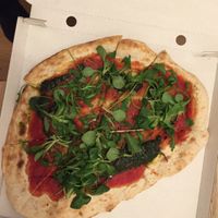 Vegan pizza at La Belle Equipe in Brussels