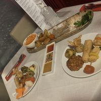 Vegetarian mixed starter (specified vegan when ordering)  at The Basement in Ashbourne