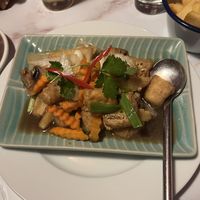 Mushroom and baby corn stir fry with tofu  at The Basement in Ashbourne