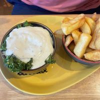 Cauliflower cheese with broccoli and chips  at The Terrace Arts Cafe - Artannapola in Seaton