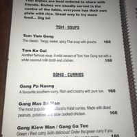 Thai menu at Sweet Monkey in Ao Nang