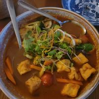 Tom yum soup at Nahm  in Nelson