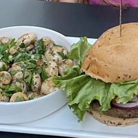 beyond burger and sautéed mushrooms  at Earls Kitchen + Bar - 23rd St NE in Calgary