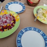 Mexicana salad and Austrian salad with cabbage  at Peter kai Milia in Istiaia