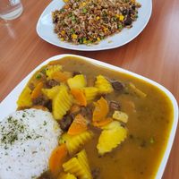 Curry Vegetables and Taiwanese Rice at Soda Yuki in Alajuela