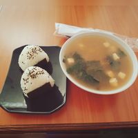 Miso soup & onigiri very tasty both at Soda Yuki in Alajuela