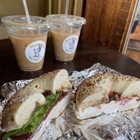 Fancy Fig & Caprese bagels   at Familiars in Brooklyn
