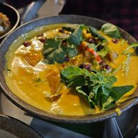 khmer red curry $26.00: quite sweet, didnt enjoy potatoey texture of hearts of palm at Rice Paper Scissors in Melbourne