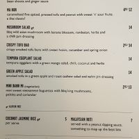 Vegan Menu at Rice Paper Scissors in Melbourne