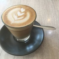 Oat milk latte at Sardi Cafe in Hawthorn