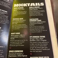 Mocktail menu  at You Came Again in West End
