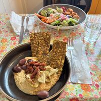 Humus and bowl 🥣   at Henningsvær Lysstøperi and Cafe in Henningsvaer