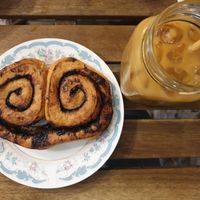 Chocolate pastry and cold coffee at Shizen in Tel Aviv