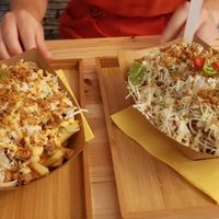 "Chicken" and "gyros" fries at Vegger in Brussels