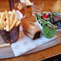 Vegan sausage roll meal at The Tithe Barn in Cosby