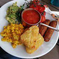 Vegan breakfast (minus mushrooms) at The Tithe Barn in Cosby