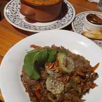 Vegetable wok and vegan lasagna at Pedro Pan in Jujuy