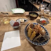 Tempura and side dishes  at Murasaki at Hotel Helka in Helsinki