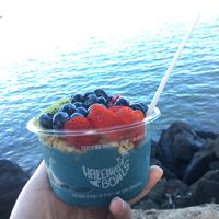"Blue Magic Bowl” ordered without bee pollen and honey  at Haleʻiwa Bowls in Haleiwa
