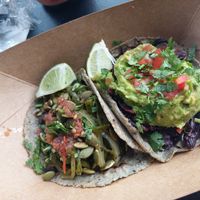 Black bean & rajas taco / hybiscus & guac taco at Hunger Street Tacos in Winter Park