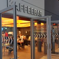 Café across: Entrance at Toni-Areal in Zurich