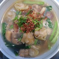 Soup with dumplings anf mock mest at Talalaks Emporium Food Hall in Bangkok