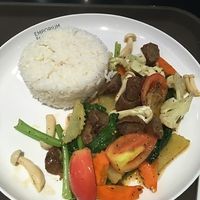 mix of vegetable, mushroom and soya with black pepper... 85thb at Talalaks Emporium Food Hall in Bangkok