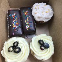 Gansitos, strawberry cupcake, lemon blueberry cupcake   at Miss Chickpea's Bakeshop in San Antonio