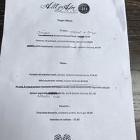 Vegan menu at Wolfscastle Country Hotel in Haverfordwest