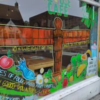 Bright and brilliant window art at REfUSE Café in Chester-le-street