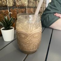Iced banana coconut latte (half full)  at Alkaline Kitchen in Middlesbrough