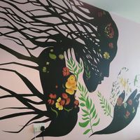 Beautiful wall art at Alkaline Kitchen in Middlesbrough