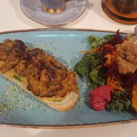 Onion Bhaji Open Sandwich at Alkaline Kitchen in Middlesbrough