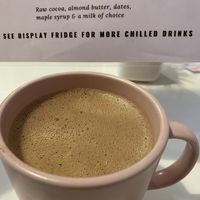 Healthy hot chocolate with almond butter and dates  at Alkaline Kitchen in Middlesbrough