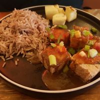 Jerk tofu with rice and peas 🌶 #Veganuary at Turtle Bay in Middlesbrough